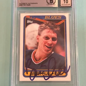 BRETT HULL Signed 1990-91 TOPPS Card #77 Beckett Auto BAS AUTO 10