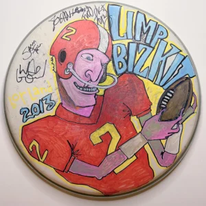 Limp Bizkit SIGNED Drumhead JSA LOA Durst +3 w/ Borland HAND DRAWN SKETCH RARE