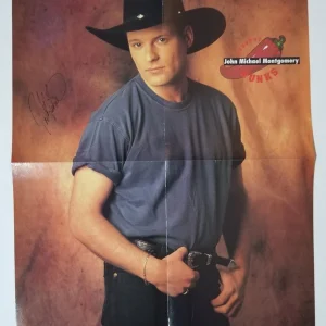 John Michael Montgomery REAL hand SIGNED Early Mag Foldout Poster COA Autograph