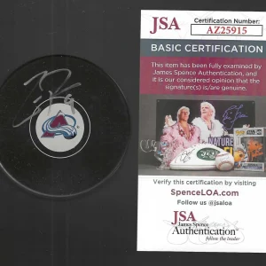 Zach Parise Signed Colorado Avalanche Puck JSA COA