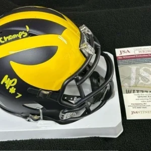 Makari Paige Signed & Inscribed Michigan Wolverines Mini Helmet JSA COA