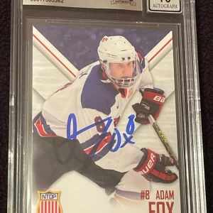 Adam Fox Signed 2015-16 RARE USA NTDP Card NY Rangers Beckett Authentic Grade 10