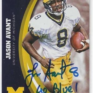 Jason Avant Signed & Inscribed 2015 Panini Card #20 Michigan Wolverines
