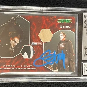 Sting Signed TNA Cross The Line Dual Memorabilia Green 5/5 Card #MS2 BAS Auto 10