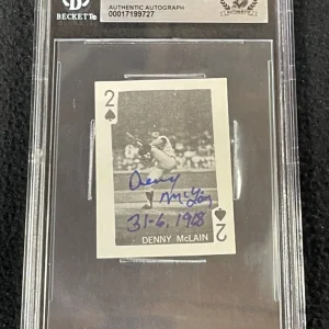 Denny McLain Signed Mini 2 Of Spades Playing Card Detroit Tigers BAS Certified