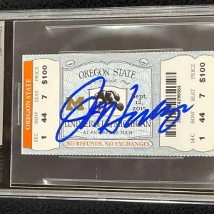 Jim Harbaugh Signed Michigan Wolverines 1st Coach Win Ticket BAS Certified