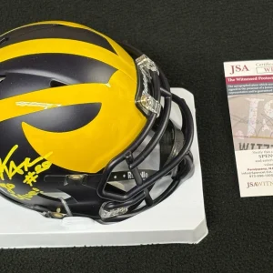 Kalel Mullings Signed & Inscribed Michigan Wolverines Mini Helmet JSA COA