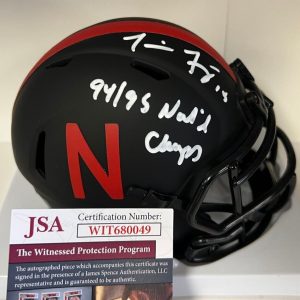 TOMMIE FRAZIER 94/95 NATIONAL CHAMPS SIGNED AUTO ECLIPSE MINI HELMET JSA COA