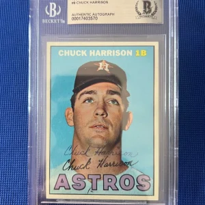 1967 TOPPS CHUCK HARRISON HOUSTON ASTROS SIGNED AUTOGRAPHED CARD #8 BECKETT