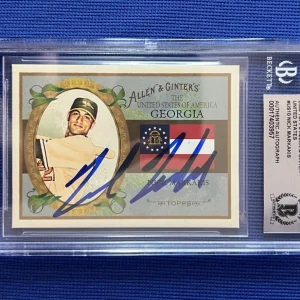 2008 TOPPS ALLEN & GINTER NICK MARKAKIS ORIOLES SIGNED AUTO #US10 CARD BECKETT