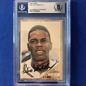 1962 TOPPS FELIX MANTILLA NEW YORK METS SIGNED AUTOGRAPHED #436 CARD BECKETT