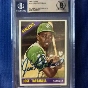 1966 TOPPS JOSE TARTABULL ATHLETICS SIGNED AUTOGRAPHED CARD #143 BECKETT