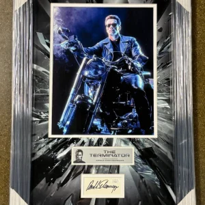 Arnold Schwarzenegger Signed Framed The Terminator Cut Showcase JSA LOA COA