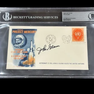 John Glenn NASA Mercury Astronaut Signed Autograph FDC JSA BAS Beckett Slab