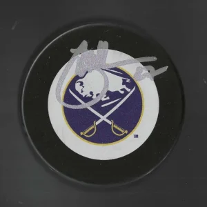 Brad May Signed Buffalo Sabres Vintage Logo Puck
