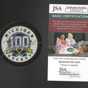 Red Berenson Signed Michigan Wolverines 100th Anniversary Puck JSA COA