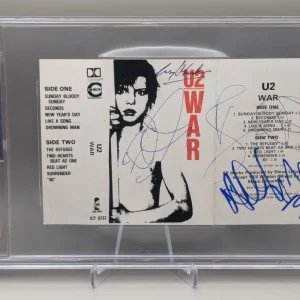 VINTAGE U2 signed autographed "WAR" CASSETTE BOOKLET BECKETT (BAS) BONO +3 RARE