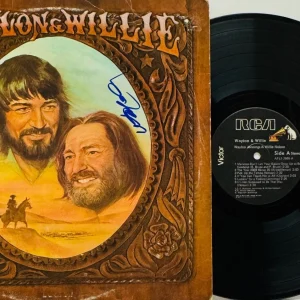 WILLIE NELSON Signed LP Cover "Waylon & Willie" JSA COA Country Music