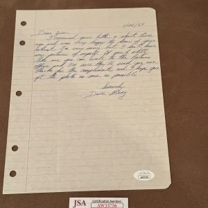Dave Bing Autograph Letter SIGNED 1/28/67 Detroit SYRACUSE BASKETBALL JSA