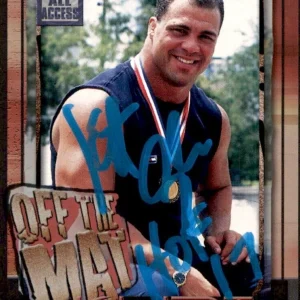Kurt Angle Signed 2002 Fleer WWF All Access Card #65 WWE HOF 17