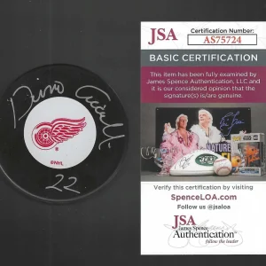 Dino Ciccarelli Signed Detroit Red Wings Vintage Logo Puck JSA COA