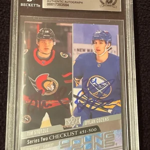2020-21 Upper Deck Young Guns Signed #500 Tim Stutzle Dylan Cozens Beckett Auth