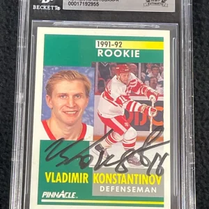 Vladimir Konstantinov Signed 1991/92 Pinncale Rookie Card #311 BAS Certified