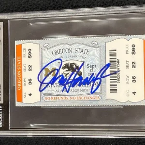 Jim Harbaugh Signed Michigan Wolverines 1st Coach Win Ticket Beckett Auto 10