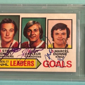 STEVE SHUTT, GUY LAFLEUR & MARCEL DIONNE Signed 1977-78 TOPPS Card #1 BAS