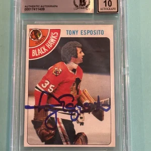 TONY ESPOSITO Signed 1978-79 TOPPS Card #250 Beckett Auth BAS AUTO 10