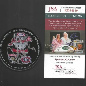 Ryan Poehling Signed Montreal Canadiens 2019 Kraft Hockeyville Puck JSA COA