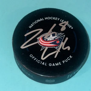 ZACH WERENSKI Signed Columbus BLUE JACKETS Official GAME Puck Beckett (BAS)