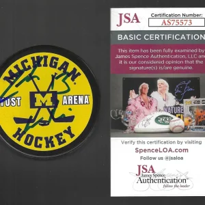 Zach Werenski Signed Michigan Wolverines Puck JSA COA Columbus Blue Jackets