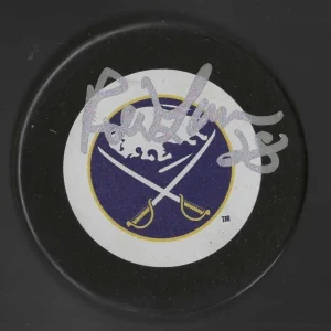 Reed Larson Signed Buffalo Sabres Vintage Puck