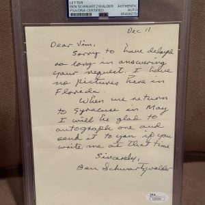 Rare Autograph Letter SIGNED Ben Schwartzwalder Syracuse Football PSA Slabbed