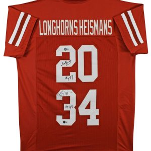 Texas Ricky Williams & Earl Campbell Signed Burnt Orange Pro Style Jersey BAS W