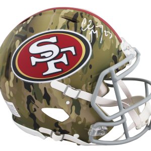 49ers Christian McCaffrey Signed Camo Full Size Speed Proline Helmet BAS
