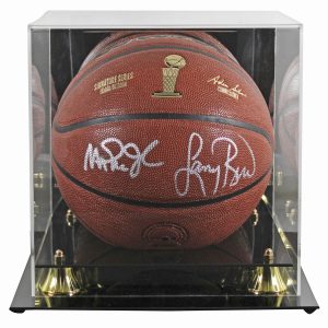 Magic Johnson & Larry Bird Signed Wilson Trophy Series Basketball W/ Case BAS W
