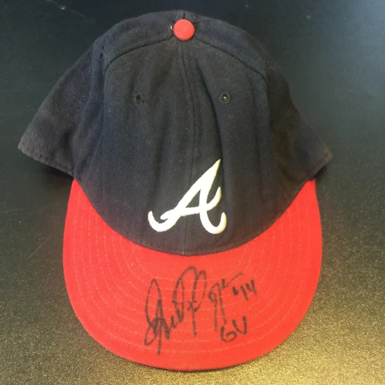 ANDRES GALARRAGA SIGNED 1998 GAME USED ATLANTA BRAVES HAT CAP PSA DNA COA COLLECTIBLE MEMORABILIA