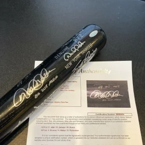 Stunning Derek Jeter & Mariano Rivera Yankees World Series MVP's Signed Bat JSA