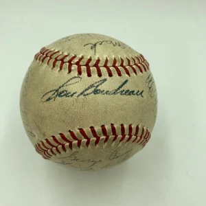 1946 Cleveland Indians Team Signed Official American League Baseball JSA COA