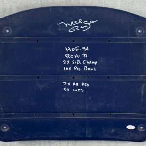 Mel Renfro Signed Heavily Inscribed Stats Texas Stadium Game Used Seat Back JSA