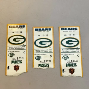 Lot Of (3) 1999 Green Bay Packers VS Chicago Bears Tickets NFL Brett Favre