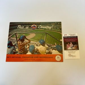 Sandy  Koufax Signed Vintage 1971 New York Mets Program JSA COA