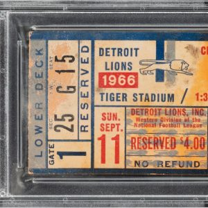 1966 Brian Piccolo NFL Debut Detroit Lions vs. Bears Ticket Stub PSA 3