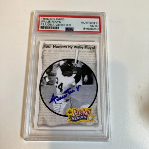 1992 Upper Deck Willie Mays Baseball Heroes Signed Baseball Card PSA DNA