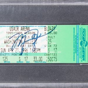 Michael Jordan Signed 72nd Win Full Ticket April 21, 1996 1/1 PSA 6 Auto 9 Pop 1