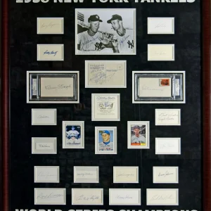 1958 New York Yankees World Series Champs Team Signed Framed Display