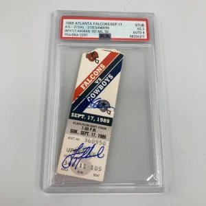Troy Aikman First Touchdown & Deion Sanders First Interception Signed Ticket PSA
