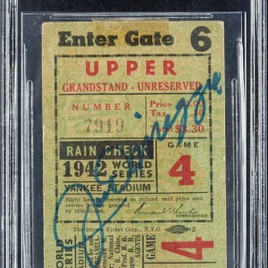 Joe Dimaggio Signed 1942 World Series Ticket BGS Beckett New York Yankees